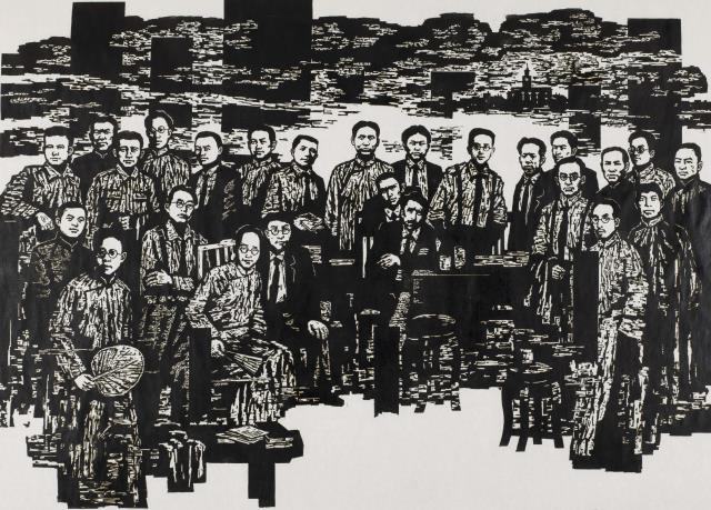 15王曉愚 《中流砥柱——1927.8.7.漢口》 112.2cm×156.8cm 黑白木刻 2013.jpg