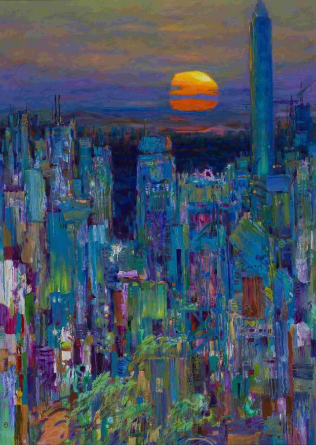 07田克盛 《初升的太陽——新城深圳》 190cm×135cm 布面油彩 2010.jpg