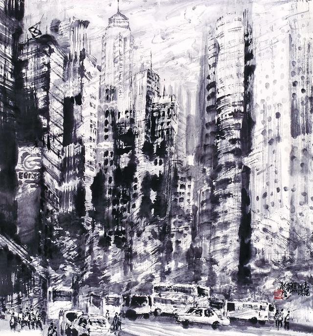 09王秋童 《香港中環(huán)》 91cm×96cm 紙本水墨 2008.jpg