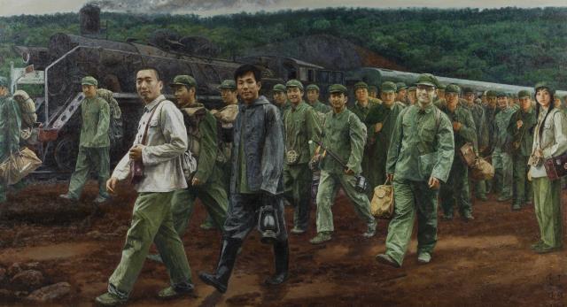 15陳宜明、丁繼鳴 《南下——基建工程兵奔赴深圳特區(qū)》  170cm×300cm 布面油彩 2010.jpg