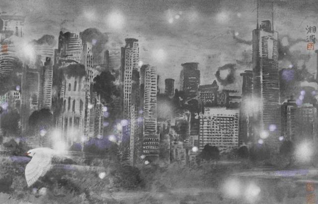 31陳湘波 《都市掠影》57cm×91cm 紙本水墨 2006.jpg