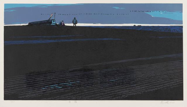 02晁楣 《春醒》 37cm×68cm 套色木刻 1979.jpg