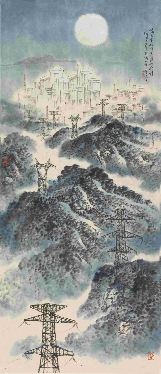 06孫君良 《海上升明月》 136cm×68cm 紙本設色 1992.jpg