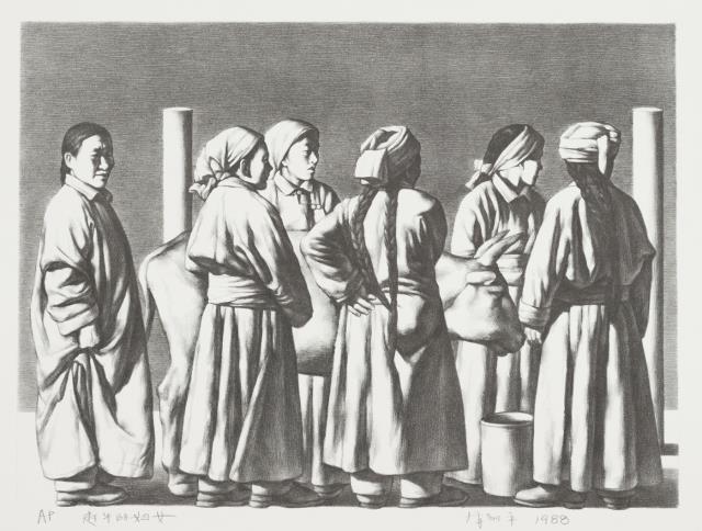 09蘇新平 《趕牛的婦女》 50.8cm×68.7cm 石版 1988.jpg