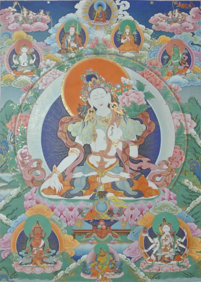 34唐卡 董麗娜《長壽三尊》.jpg